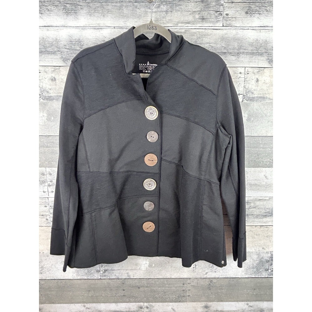 Neon Buddha Black Long Sleeve Women's XL Coat With Distinctive Buttons